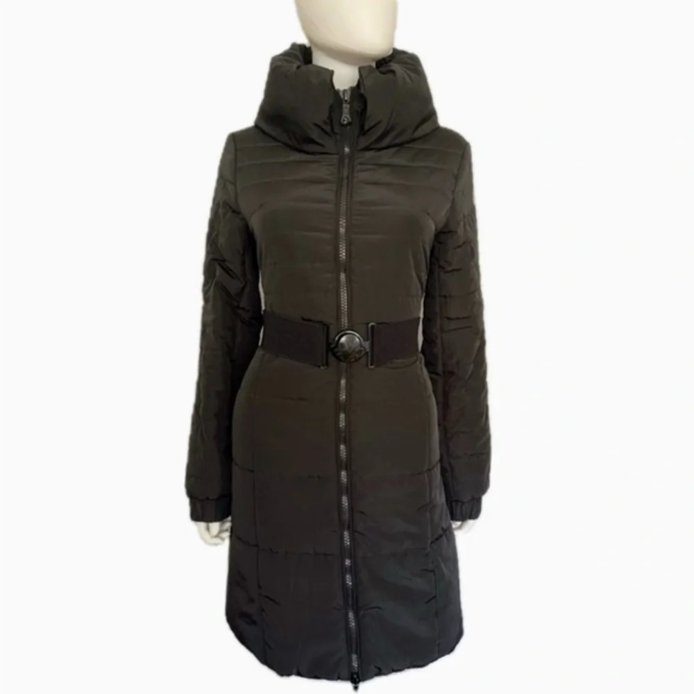 NEW WOMEN'S PUFFER‎ JACKET BELTED QUILTED COAT IN BLACK